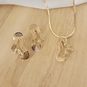 CONJUNTO COLAR E BRINCOS ORGÂNIC FORMATO FOLHA