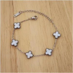 PULSEIRA AÇO CINCO TREVOS MADREPÉROLA M