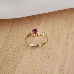 ANEL INFANTIL DOURADO FORMATURA PEDRA AMETISTA