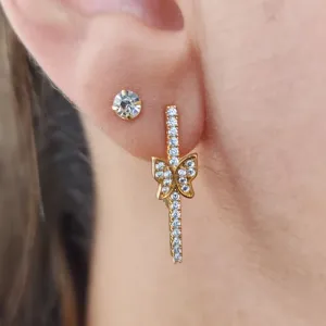 ARGOLINHA BORBOLETA CRAVEJADA EM MICROZIRCÔNIAS CRISTAL