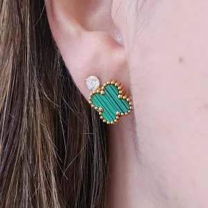 BRINCO AÇO DOURADO TREVO VERDE G