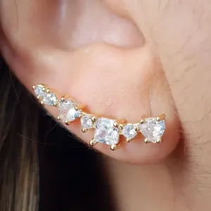 BRINCO DOURADO EAR CUFF ZIRCÔNIAS CRISTAL