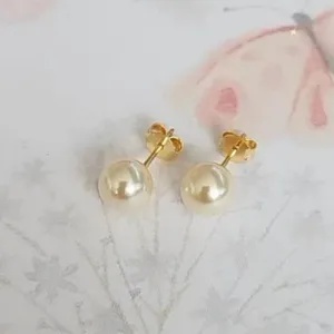 BRINCO DOURADO PÉROLA 8MM