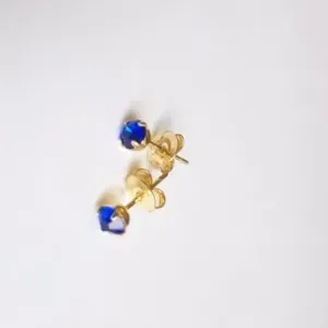 BRINCO DOURADO PONTINHO DE LUZ AZUL ESCURO