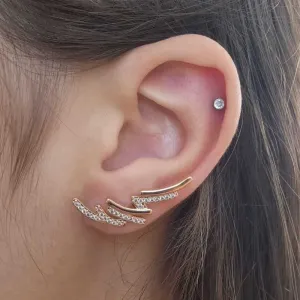BRINCO EAR CUFF  FIOS CRAVEJADO EM MICROZIRCÔNIAS CRISTAL