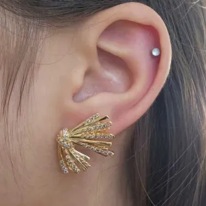 BRINCO EAR CUFF LEQUE CRAVEJADO EM MICROZIRCÔNIAS CRISTAL