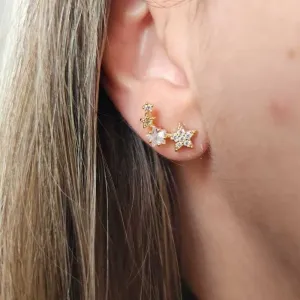 BRINCO EAR CUFF TRÊS ESTRELAS ZIRCÔNIAS