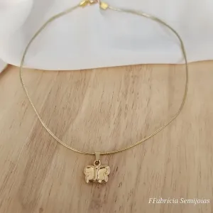 COLAR COURINHO DOURADO PINGENTE BORBOLETA