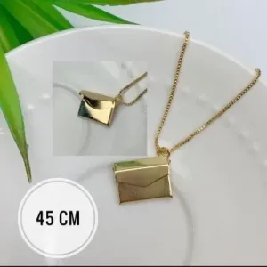 COLAR DOURADO ENVELOPE RELICÁRIO