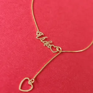 COLAR DOURADO GRAVATINHA VIDA CORAÇÃO