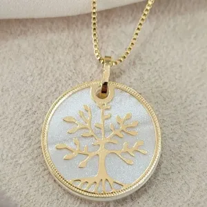 COLAR VENEZIANA DOURADO ÁRVORE DA VIDA MADREPÉROLA