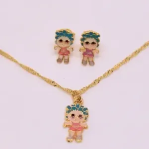 CONJUNTO DOURADO MENINA COLORIDA