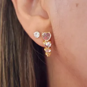 EAR HOOK DOURADO ZIRCÔNIAS CRISTAL
