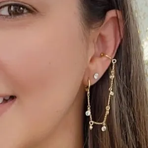 EAR PIERCING PINGENTES ZIRCÔNIAS CRISTAL