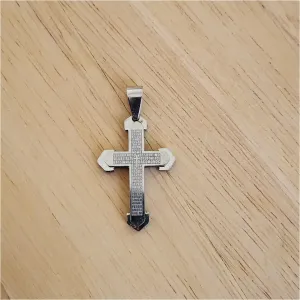 PINGENTE AÇO CRUZ PAI NOSSO