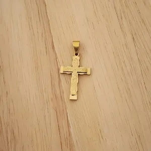 PINGENTE AÇO DOURADO CRUZ PAI NOSSO