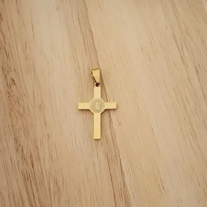 PINGENTE AÇO DOURADO CRUZ SÃO BENTO