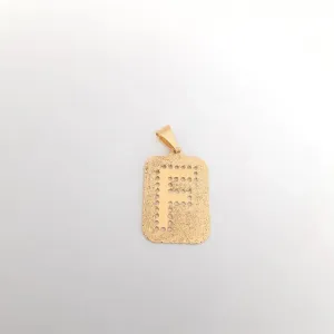 PINGENTE RETANGULAR DOURADO LETRA F