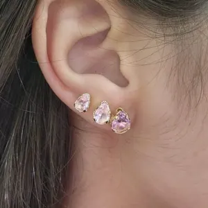 TRIO GOTAS ZIRCÔNIAS ROSA