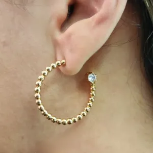 ARGOLA DE BOLINHAS DETALHE ZIRCÔNIA CRISTAL