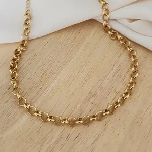 COLAR CHOCKER DOURADO CORRENTE ELO PORTUGUÊS