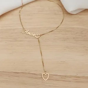 COLAR DOURADO GRAVATINHA AMOR CORAÇÃO