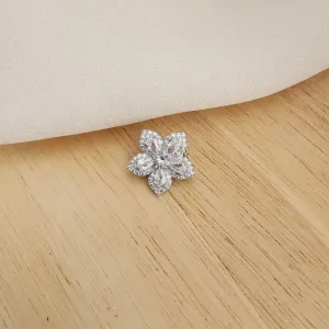 PINGENTE CHARM RÓDIO BRANCO FLOR CRAVEJADO EM ZIRCÔNIAS