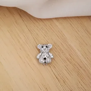 PINGENTE CHARM RÓDIO BRANCO URSO CRAVEJADO EM ZIRCÔNIAS