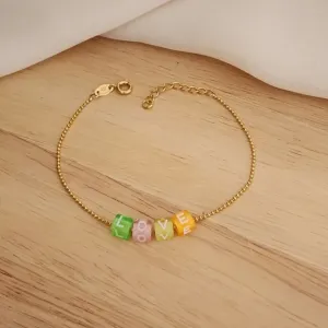 PULSEIRA BOLINHAS COM LETRAS COLORIDAS LOVE