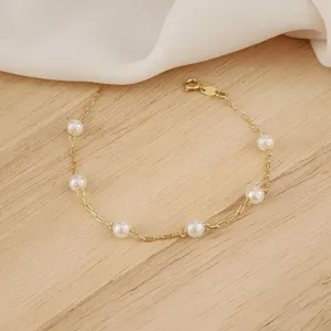 PULSEIRA DOURADA PÉROLAS MÉDIAS