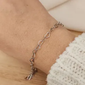 PULSEIRA RÓDIO BRANCO CORRENTE ELOS  DE CORAÇÕES