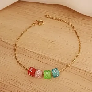 PULSEIRA SINGAPURA COM LETRAS COLORIDAS LOVE