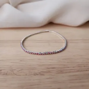 PULSEIRA ZIRCÔNIAS ROSA ESCURO
