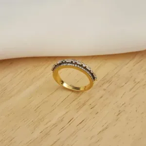 ANEL DOURADO MEIA ZIRCÔNIAS CRISTAL CRAVEJADO