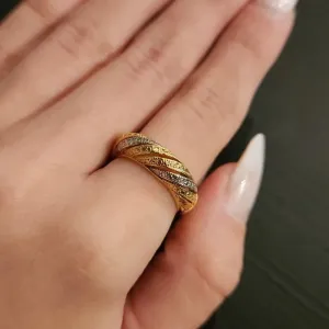 ANEL DOURADO TRABALHADO TRÊS BANHOS