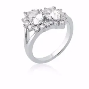 ANEL GOTAS ZIRCÔNIAS CRISTAL RÓDIO BRANCO