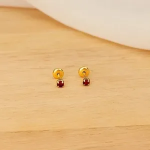 BRINCO DOURADO PONTO DE LUZ RUBI TARRAXA BABY