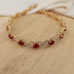 COLAR CHOKER LUXO PEDRAS PRETAS VERMELHAS