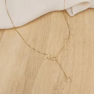 COLAR DOURADO GRAVATINHA FÉ CORAÇÃO VAZADO