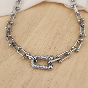 COLAR LUXO ELOS COM ELO PINGENTE CRAVEJADO EM ZIRCÔNIAS