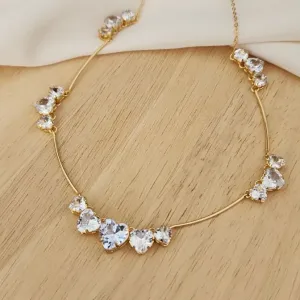 COLAR LUXO PEDRAS CORAÇÕES CRISTAL