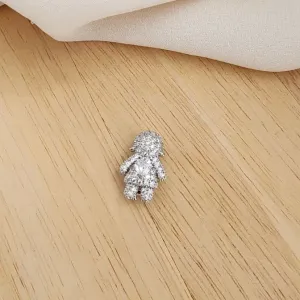PINGENTE CHARM RÓDIO BRANCO MENINA CRAVEJADO EM ZIRCÔNIAS