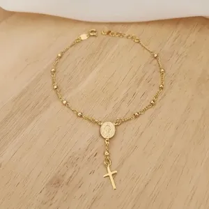 PULSEIRA DOURADA BOLINHAS TERÇO