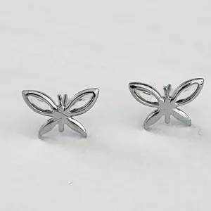 BRINCO RÓDIO BRANCO BORBOLETA CRISTAL