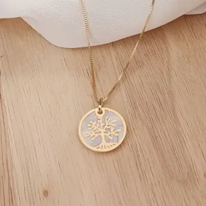 COLAR VENEZIANA DOURADO ÁRVORE DA VIDA MADREPÉROLA