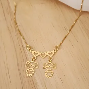 COLAR VENEZIANA DOURADO MENINAS CORAÇÕES