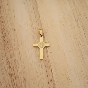 PINGENTE AÇO DOURADO CRUZ SÃO BENTO