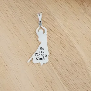PINGENTE DANÇARINA 4CM EU SOU DANÇA CURA PRATA