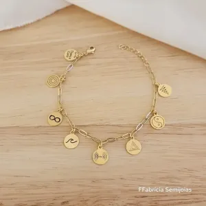 PULSEIRA CARTI PINGENTES DANÇA CURA E 7 PILARES DANÇA CURA