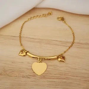 PULSEIRA DOURADA CORAÇÃO LISO